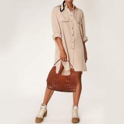 Pre Owned Bottega Veneta Brown Intrecciato Leather and Suede Hobo