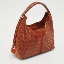 Pre Owned Bottega Veneta Brown Intrecciato Leather and Suede Hobo