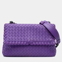 Bottega Veneta Purple Small Nappa Intrecciato Olimpia Shoulder Bag
