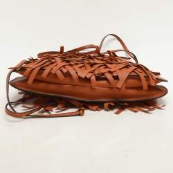 Pre Owned حقيبة كروس بوتيغا فينيتا جلد أنترشياتو تان بتفاصيل شراشيب