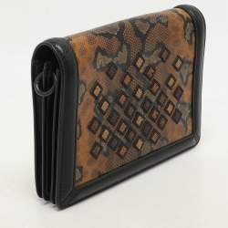 Pre Owned Bottega Veneta Brown/Black Karung Leather Montebello Shoulder Bag