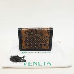 Pre Owned Bottega Veneta Brown/Black Karung Leather Montebello Shoulder Bag