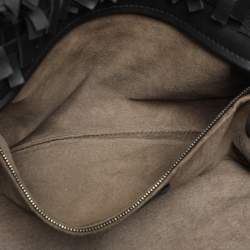 Bottega Veneta Black Intrecciato Leather Fringe Patchwork Lido Tote
