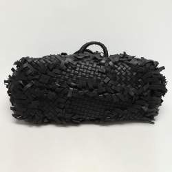 Bottega Veneta Black Intrecciato Leather Fringe Patchwork Lido Tote