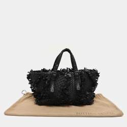 Bottega Veneta Black Intrecciato Leather Fringe Patchwork Lido Tote