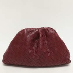 Bottega Veneta Burgundy Intrecciato Leather Teen Pouch Clutch