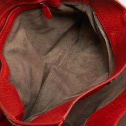 Bottega Veneta Red Intrecciato Pebbled Leather Medium Roma Tote