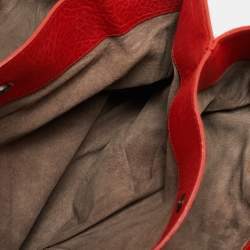 Bottega Veneta Red Intrecciato Pebbled Leather Medium Roma Tote