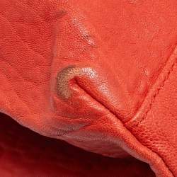 Bottega Veneta Red Intrecciato Pebbled Leather Medium Roma Tote