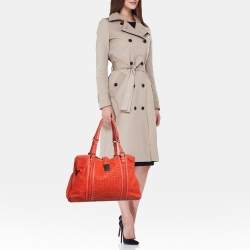 Bottega Veneta Red Intrecciato Pebbled Leather Medium Roma Tote