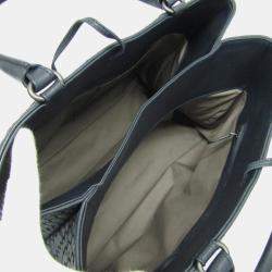 Bottega Veneta Navy Blue Intrecciato Leather Tote Bag