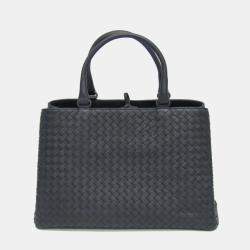 Bottega Veneta Navy Blue Intrecciato Leather Tote Bag
