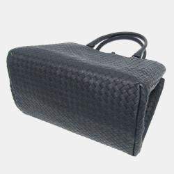Bottega Veneta Navy Blue Intrecciato Leather Tote Bag