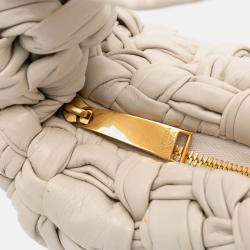 Bottega Veneta White Foulard Intrecciato Calfskin Banana Hobo