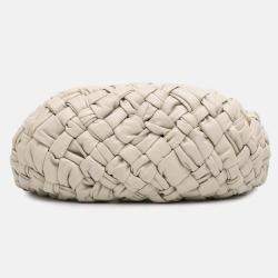 Bottega Veneta White Foulard Intrecciato Calfskin Banana Hobo