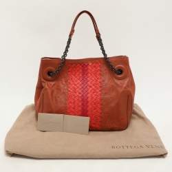 Pre Owned Bottega Veneta Multicolor Intrecciato Leather Floral Embroidered Shoulder Bag