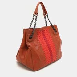 Pre Owned Bottega Veneta Multicolor Intrecciato Leather Floral Embroidered Shoulder Bag