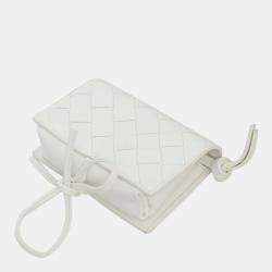 Bottega Veneta White Leather Intrecciato Crossbody Pouch