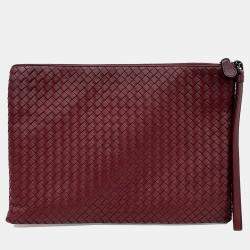 Bottega Veneta Red Leather and Mesh Clutch