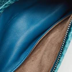 Bottega Veneta Blue Snakeskin Double Zip Clutch