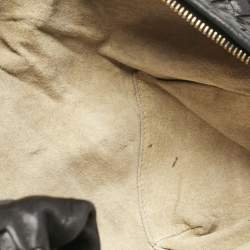 Pre Owned Bottega Veneta Black Intrecciato Leather Maxi Veneta Hobo 