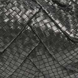 Pre Owned Bottega Veneta Black Intrecciato Leather Maxi Veneta Hobo 