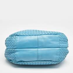 Pre Owned Bottega Veneta Blue Intrecciato Leather Small Campana Hobo