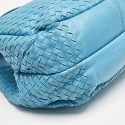 Pre Owned Bottega Veneta Blue Intrecciato Leather Small Campana Hobo