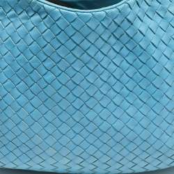 Pre Owned Bottega Veneta Blue Intrecciato Leather Small Campana Hobo