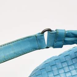 Pre Owned Bottega Veneta Blue Intrecciato Leather Small Campana Hobo