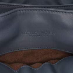 Bottega Veneta Blue Mini Nappa Intrecciato Roma Satchel