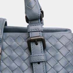 Bottega Veneta Blue Mini Nappa Intrecciato Roma Satchel