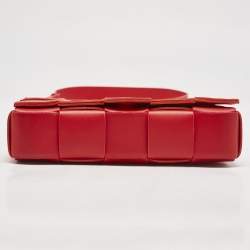 Bottega Veneta Red Intreccio Leather Small Cassette Crossbody Bag