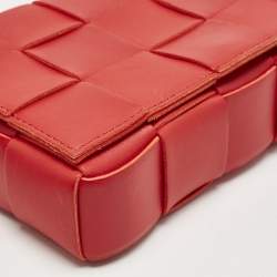 Bottega Veneta Red Intreccio Leather Small Cassette Crossbody Bag