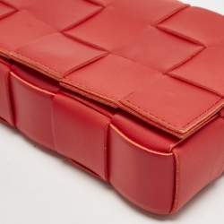 Bottega Veneta Red Intreccio Leather Small Cassette Crossbody Bag