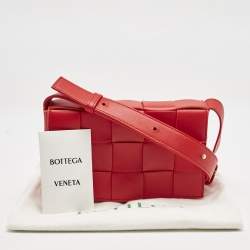 Bottega Veneta Red Intreccio Leather Small Cassette Crossbody Bag
