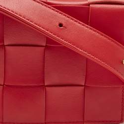 Bottega Veneta Red Intreccio Leather Small Cassette Crossbody Bag