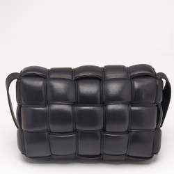 Pre Owned Bottega Veneta Black Intreccio Leather Padded Cassette Shoulder Bag