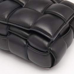 Pre Owned Bottega Veneta Black Intreccio Leather Padded Cassette Shoulder Bag