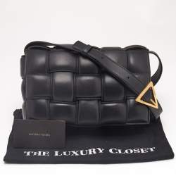 Pre Owned Bottega Veneta Black Intreccio Leather Padded Cassette Shoulder Bag