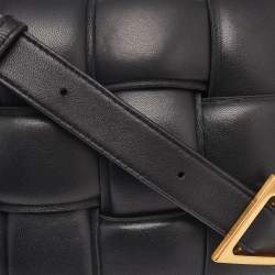 Pre Owned Bottega Veneta Black Intreccio Leather Padded Cassette Shoulder Bag