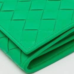 Bottega Veneta Green Intrecciato Leather Flap Continental Wallet