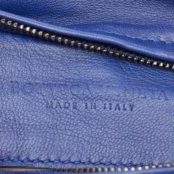 Pre Owned Bottega Veneta Blue Intrecciato Leather Twist Lock Flap Clutch