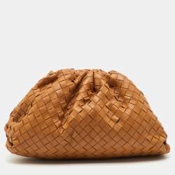 Bottega Veneta Brown Intrecciato Leather Pouch Clutch