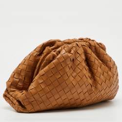 Bottega Veneta Brown Intrecciato Leather Pouch Clutch