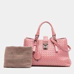 Bottega Veneta Pink Nappa Intrecciato Roma Satchel Small Bag