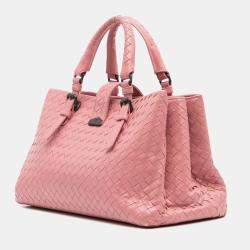 Bottega Veneta Pink Nappa Intrecciato Roma Satchel Small Bag