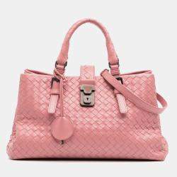 Bottega Veneta Pink Nappa Intrecciato Roma Satchel Small Bag