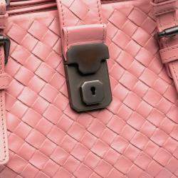 Bottega Veneta Pink Nappa Intrecciato Roma Satchel Small Bag