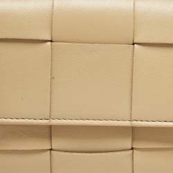 Bottega Veneta Beige Leather Intrecciato Cassette Zip Trifold Wallet